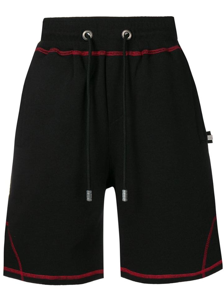 Gcds Contrast Stitching Track Shorts - Black