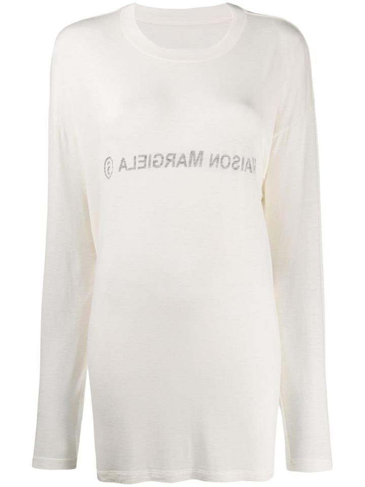 Mm6 Maison Margiela Inside Out Logo Sweater - White