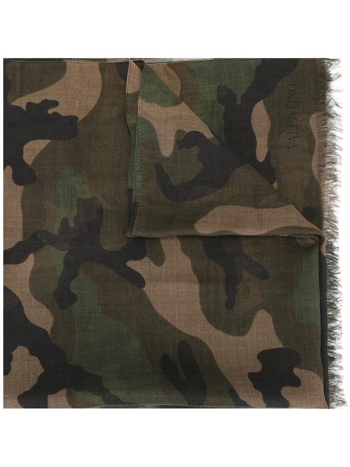 Valentino Valentino Garavani Camouflage Scarf, Men's, Green, Cashmere/silk/modal