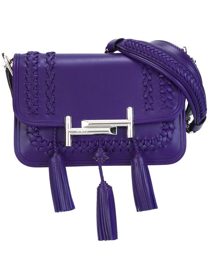 Tod's Double T Shoulder Bag, Women's, Pink/purple, Calf Leather