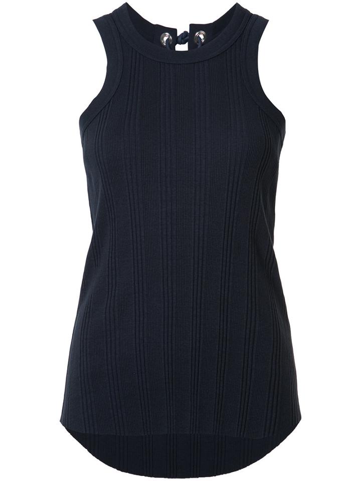 Sacai Ribbed Lace-back Vest Top, Women's, Size: 3, Blue, Cotton