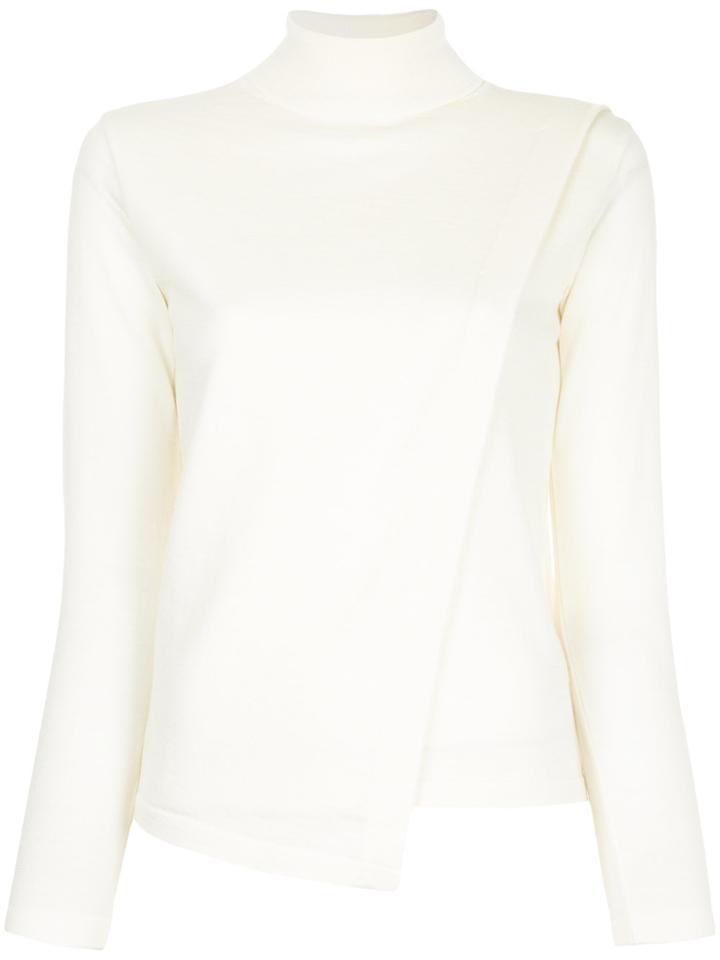 En Route Asymmetric Turtleneck Pullover - White