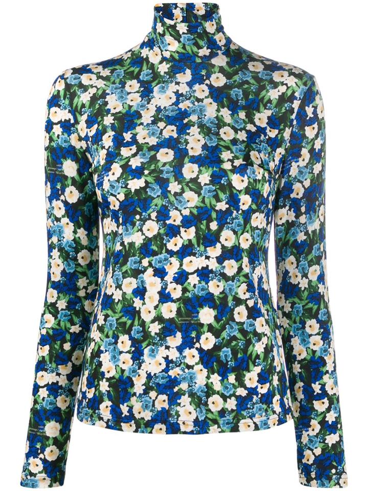 Rokh Floral Print Top - Blue