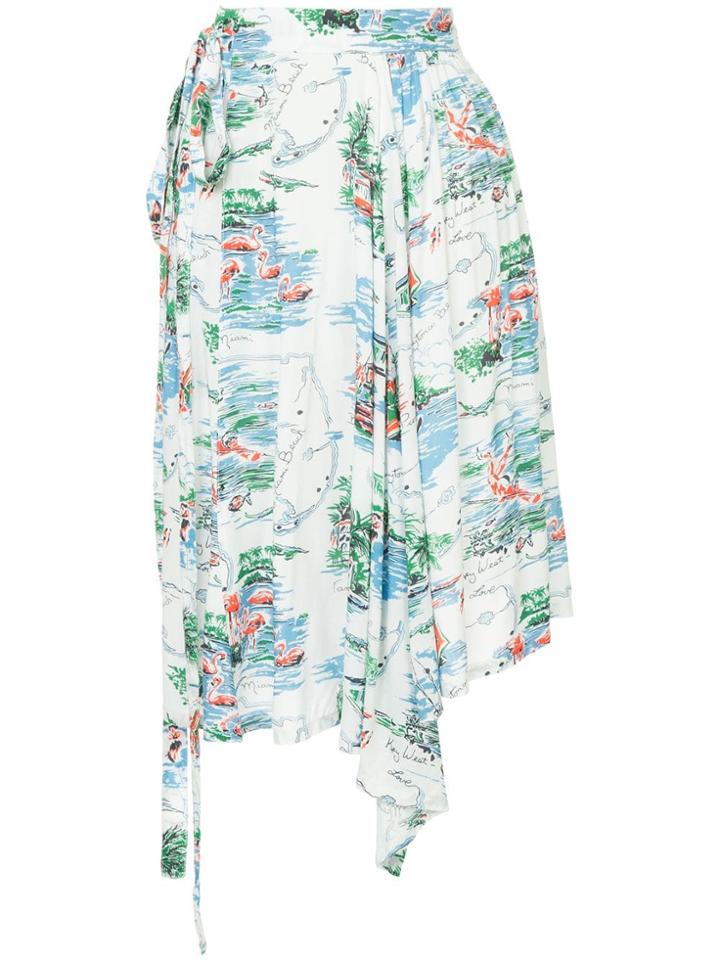 Bassike Beach Print Paper-bag Skirt - White