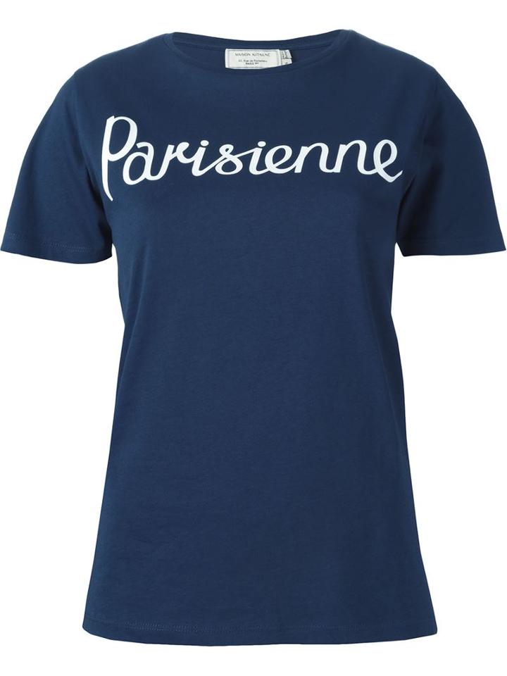 Maison Kitsuné 'parisienne' T-shirt, Women's, Size: Large, Blue, Cotton