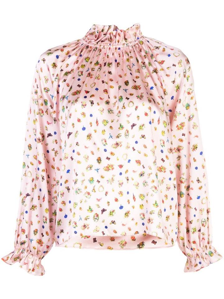 Cynthia Rowley Penny Ruffle Sleeve Blouse - Pink