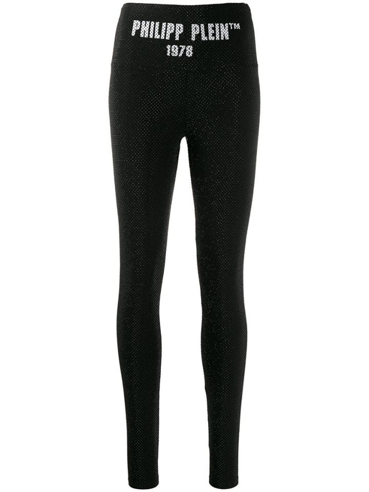 Philipp Plein Crystal Mesh Leggings - Black