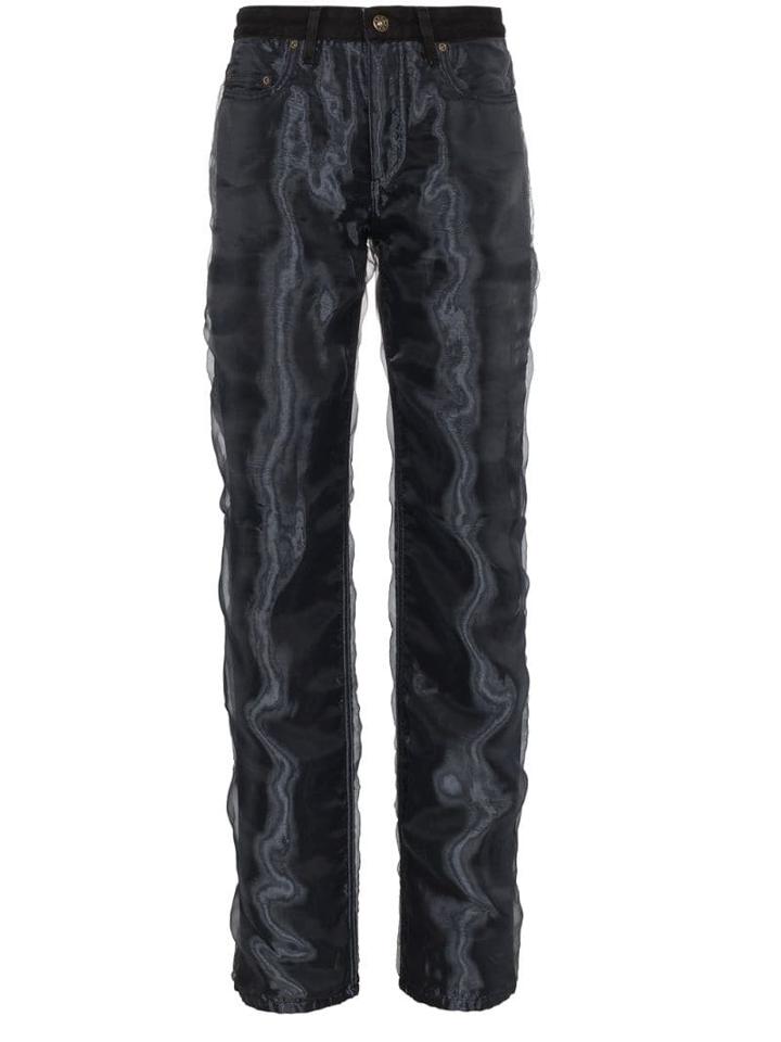 Y/project Straight Leg Jeans With Organza - Black