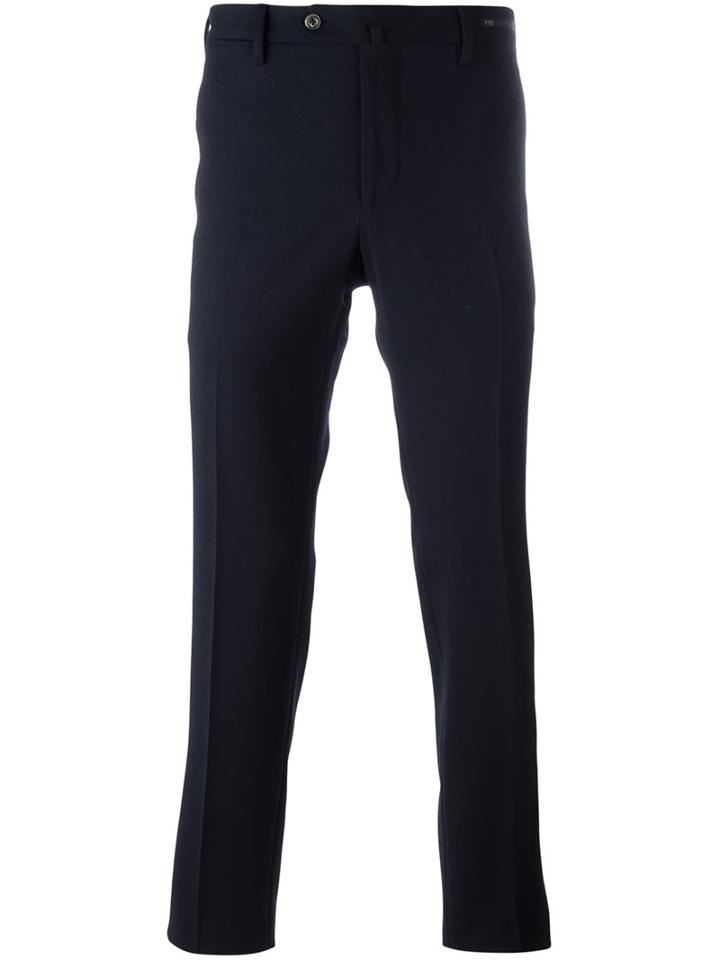Pt01 Slim-fit Trousers, Men's, Size: 58, Blue, Polyester/spandex/elastane/wool