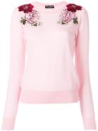 Dolce & Gabbana Rose Patch Sweater - Pink & Purple