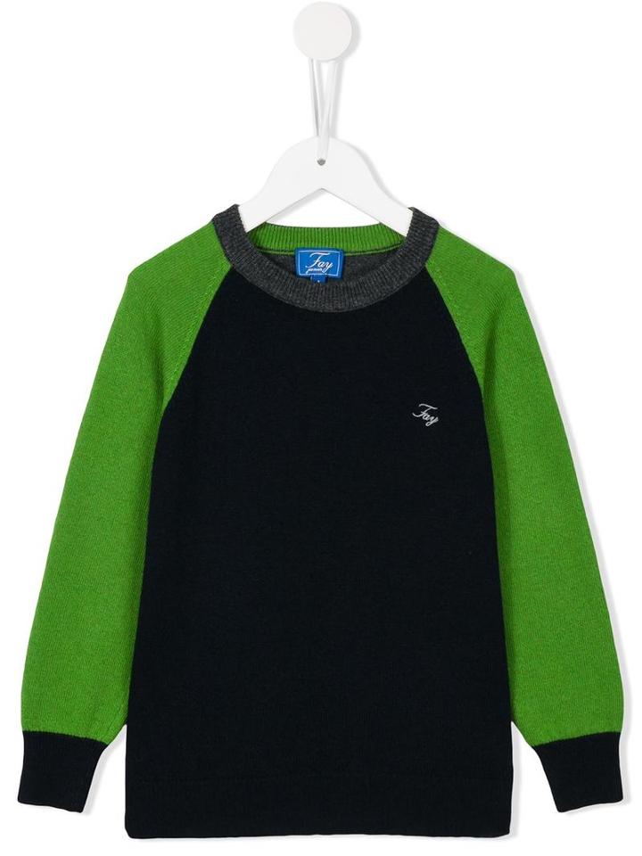 Fay Kids Bi-colour Jumper, Boy's, Size: 12 Yrs, Blue