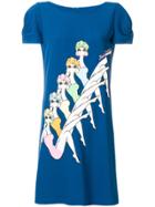 Boutique Moschino Graphic Print T-shirt Dress - Blue