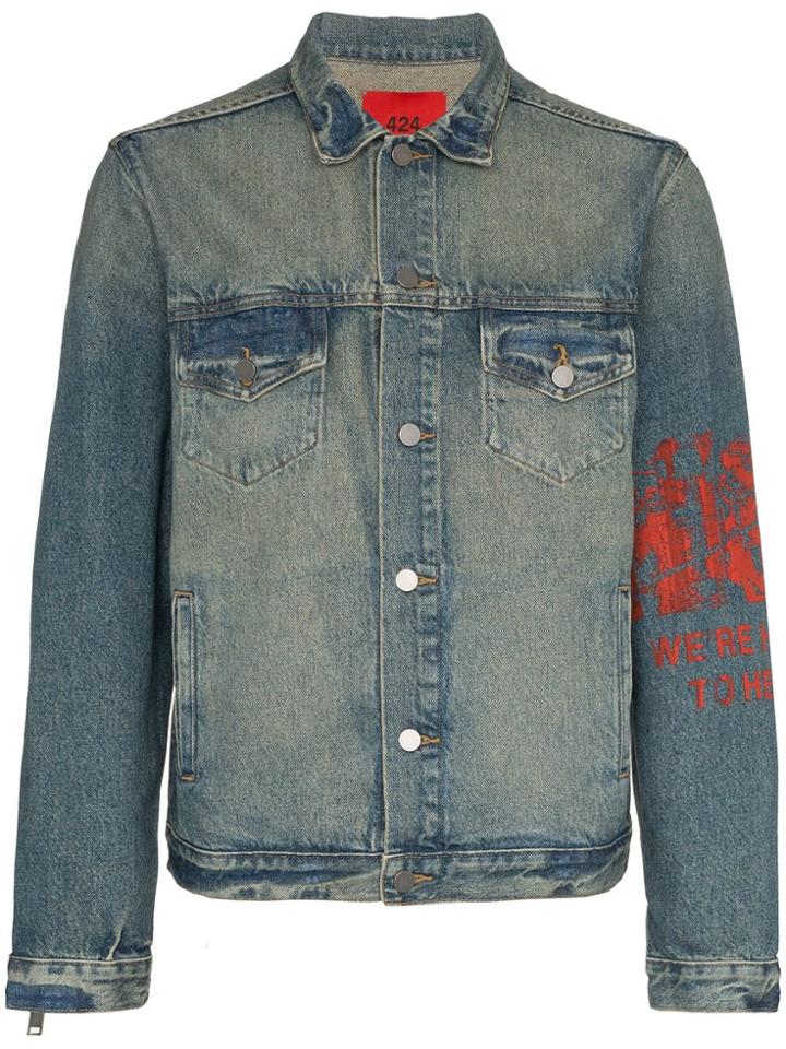 424 Zip Sleeve Denim Jacket - Blue
