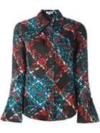 Manoush Plaid Print Shirt, Women's, Size: 40, Black, Silk