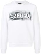 Z Zegna Logo Waterpaint Print Sweatshirt - White