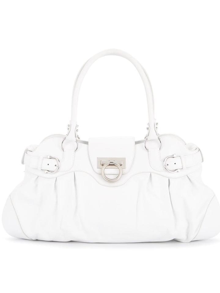 Salvatore Ferragamo Vintage Gancini Tote - White