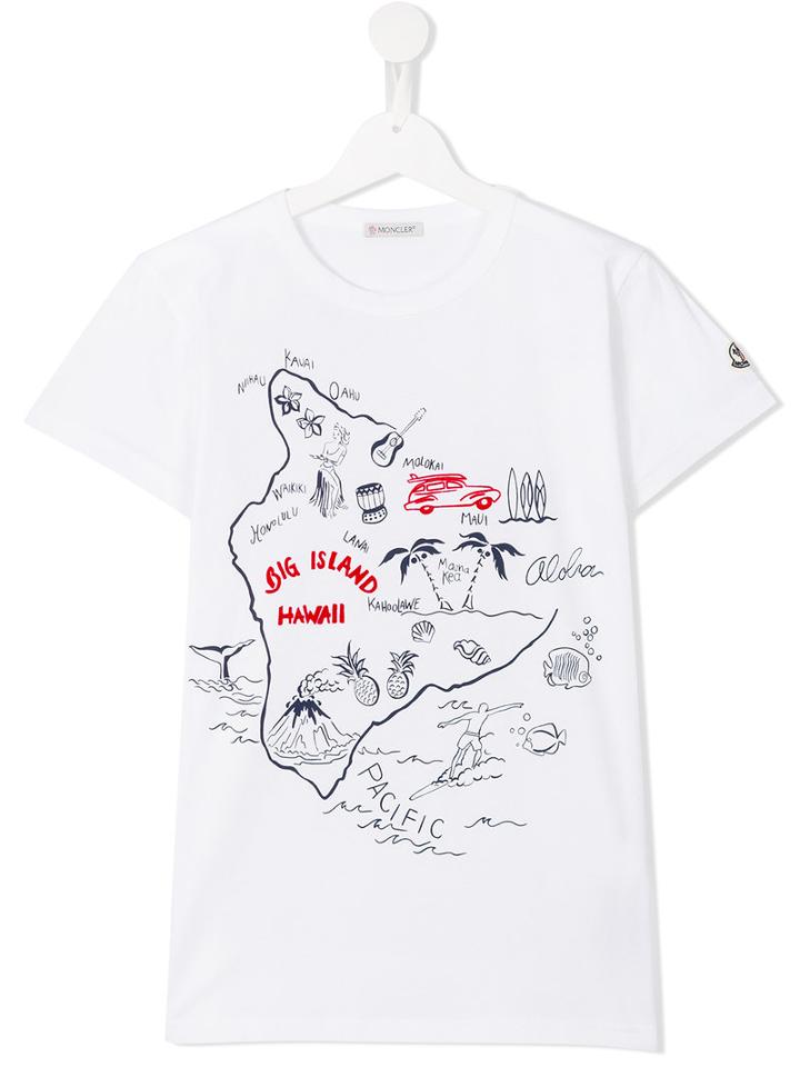 Moncler Kids Map Print T-shirt, Toddler Boy's, Size: 3 Yrs, White