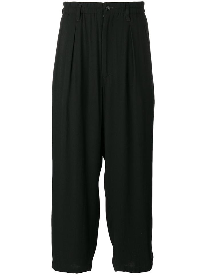 Yohji Yamamoto Cropped Wide-leg Trousers, Men's, Size: 4, Black, Viscose