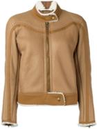 Chloé Shearling Lined Jacket, Women's, Size: 36, Nude/neutrals, Leather/cotton