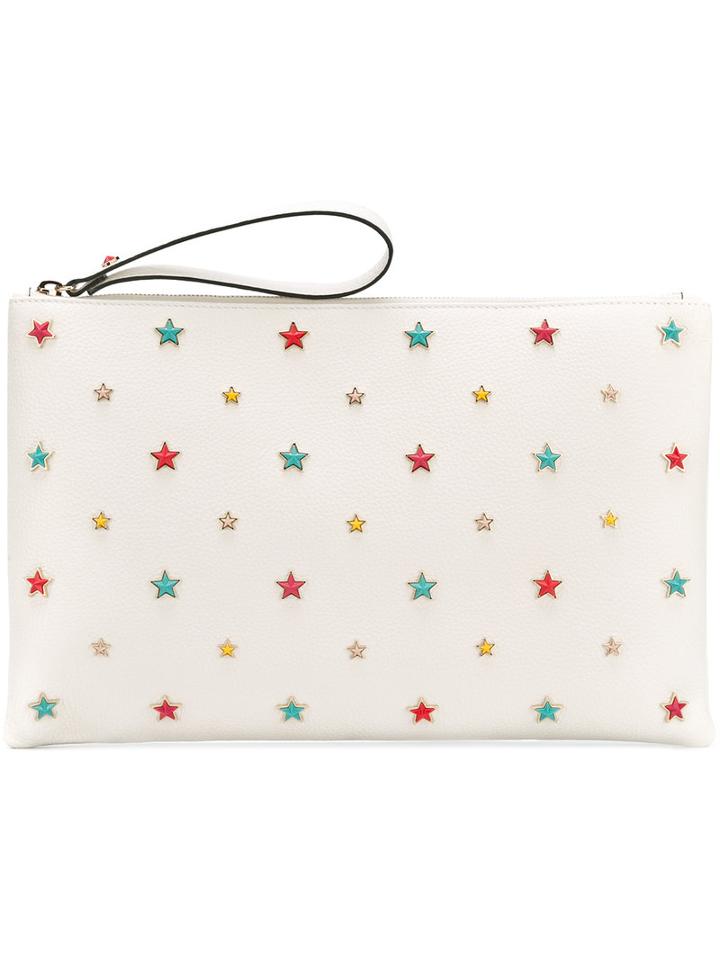Red Valentino - Star Detail Clutch - Women - Leather - One Size, Women's, White, Leather
