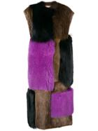 Marni Oversized Fur Panel Coat - Brown