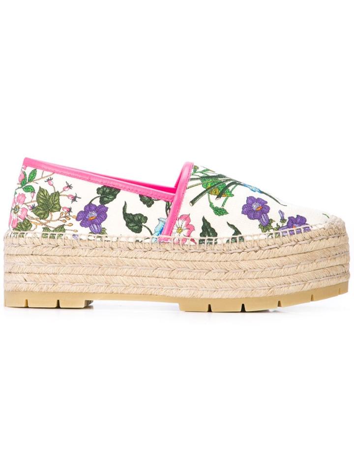 Gucci Flora Print Platform Espadrilles - Neutrals