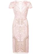Marchesa Notte Embroidered Guipure Lace Dress - Pink & Purple