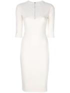Victoria Beckham - V Neck Fitted Party Dress - Women - Polyester/spandex/elastane/viscose - 10, White, Polyester/spandex/elastane/viscose
