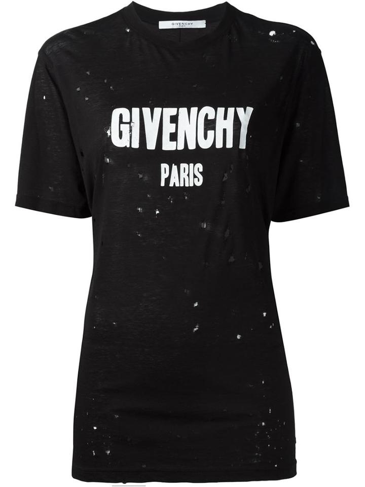Givenchy Distressed Logo T-shirt, Women's, Size: Xs, Black, Cotton