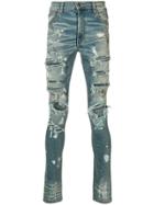 Amiri Distressed And Stud Detail Skinny Jeans - Blue