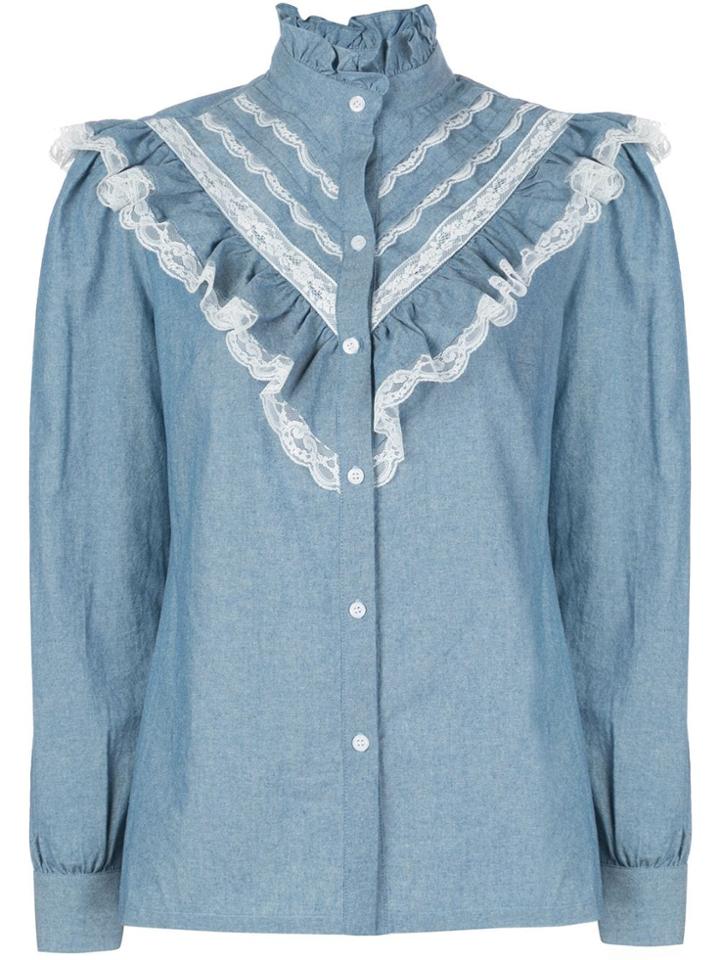 Petersyn Almira Chambray Lace Top - Blue