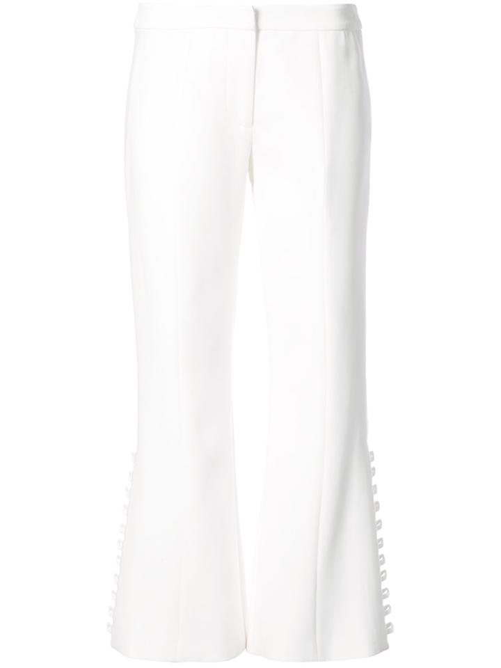 Alexis Button Hole Cuffed Cropped Trousers - White