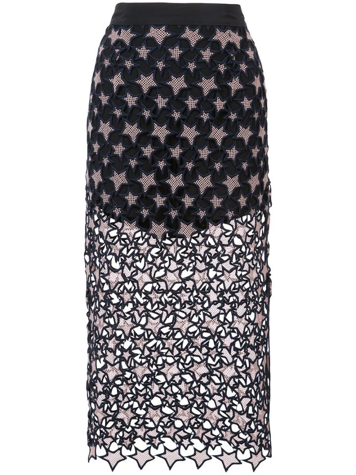 Fleur Du Mal - Galaxy Pencil Skirt - Women - Silk - 6, Black, Silk