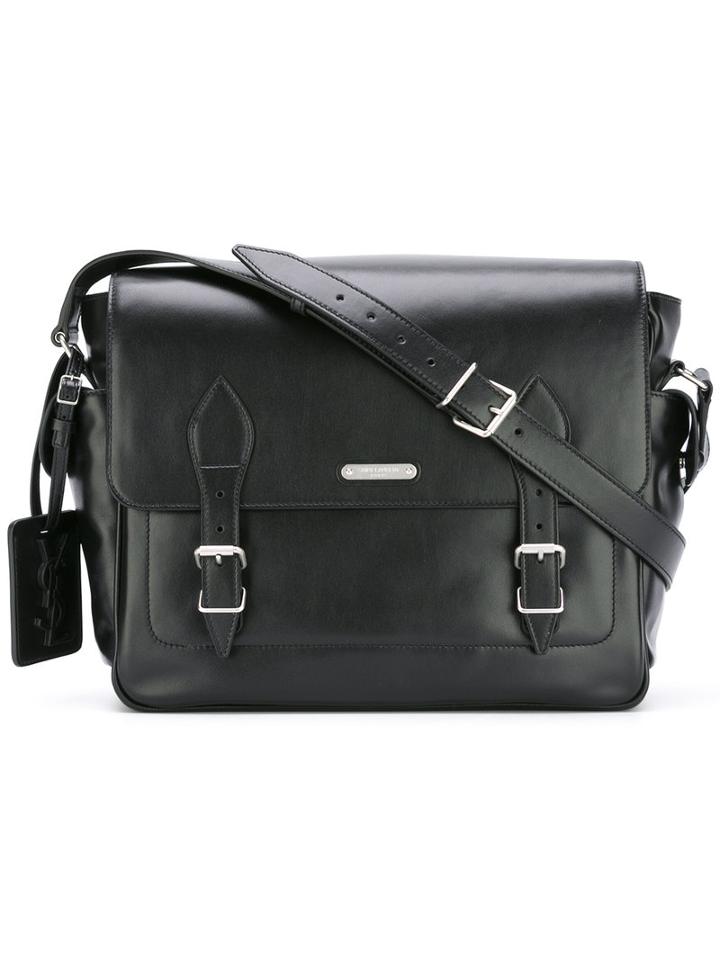 Saint Laurent - Double Strap Satchel - Men - Calf Leather - One Size, Black, Calf Leather