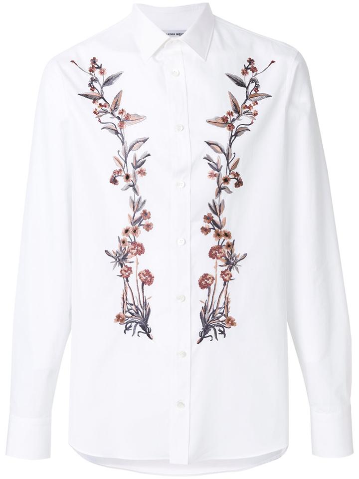 Alexander Mcqueen - Floral Placket Shirt - Men - Cotton - 15 1/2, White, Cotton