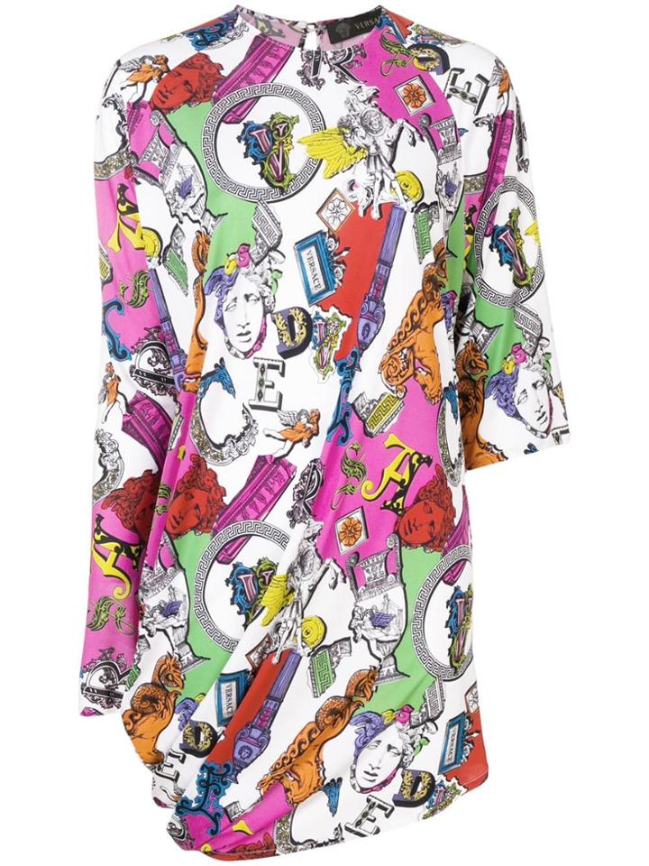 Versace Alphabet Print Dress - White