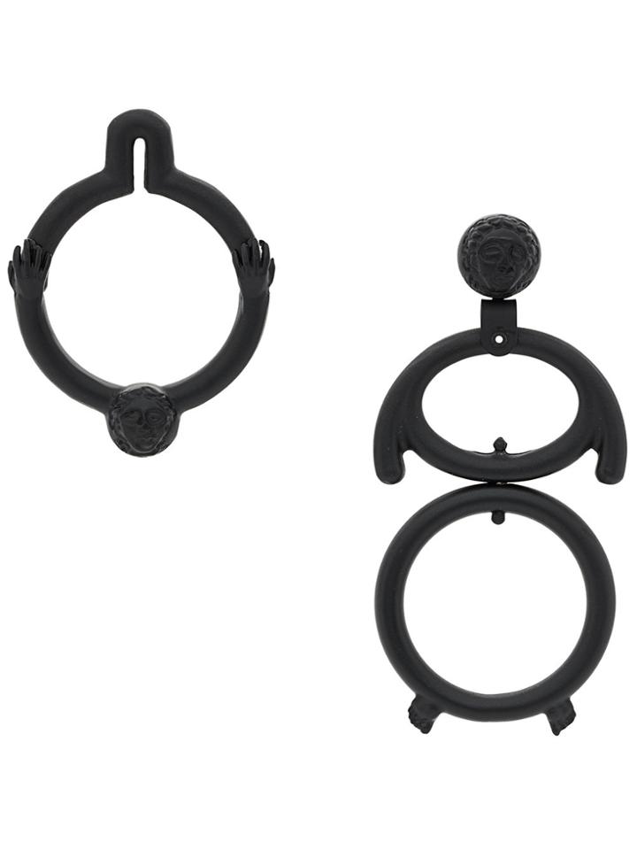 Carven Asymmetric Disc Earrings - Black
