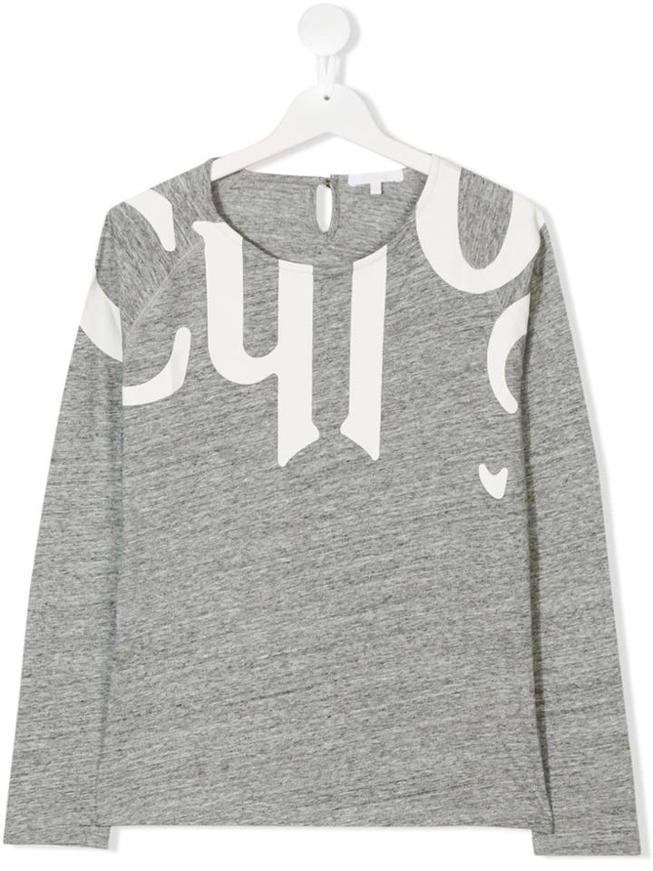 Chloé Kids Teen Logo Printed T-shirt - Grey