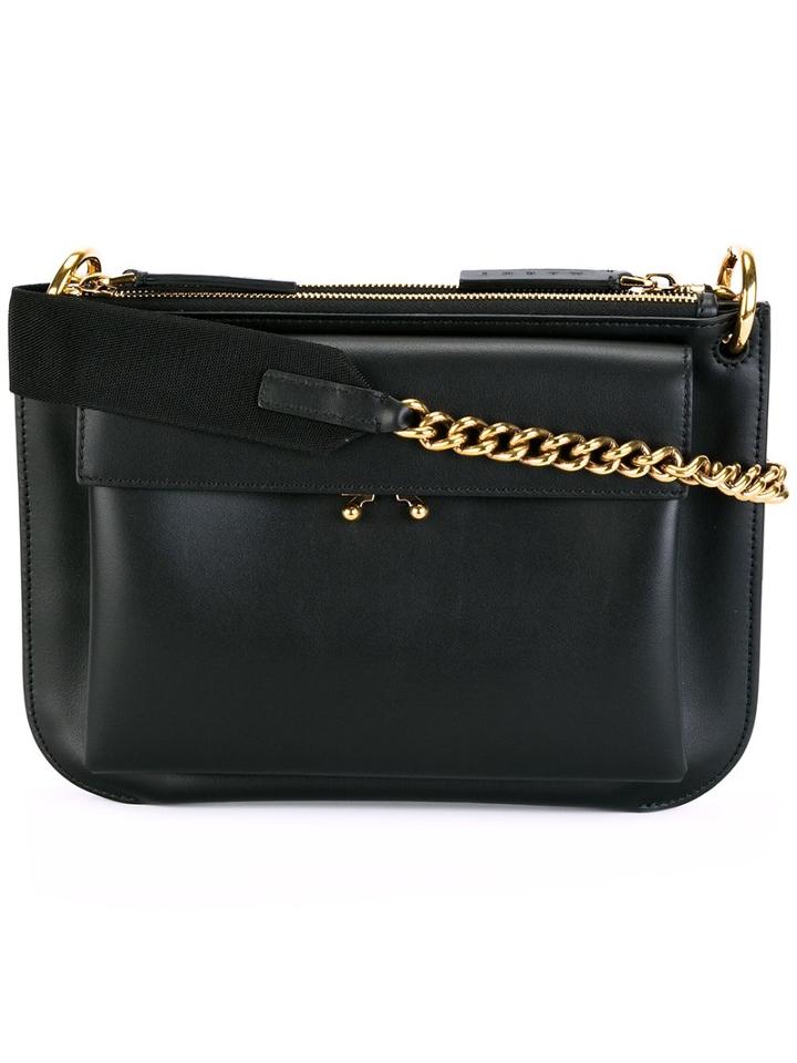 Marni Pocket Shoulder Bag, Black, Calf Leather