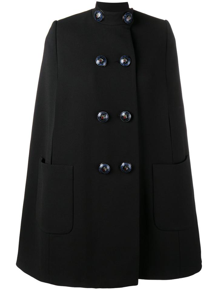 Alexander Mcqueen Buttoned Cape - Black