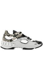 Casadei Snakeskin Print Chunky Sneakers - Black
