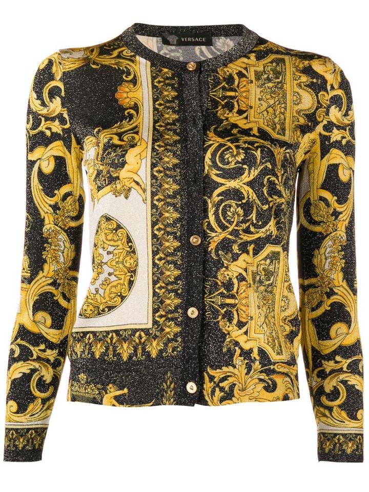 Versace Signature Print Cardigan - Yellow