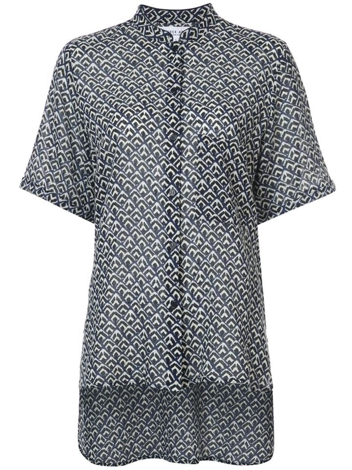 Apiece Apart Mandarin-collar Printed Blouse - Blue