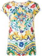 Dolce & Gabbana Majolica Print Top, Women's, Size: 42, Silk
