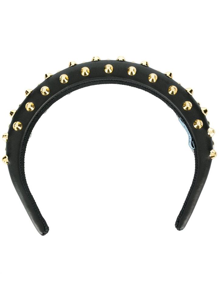Prada Studded Leather Headband - Black