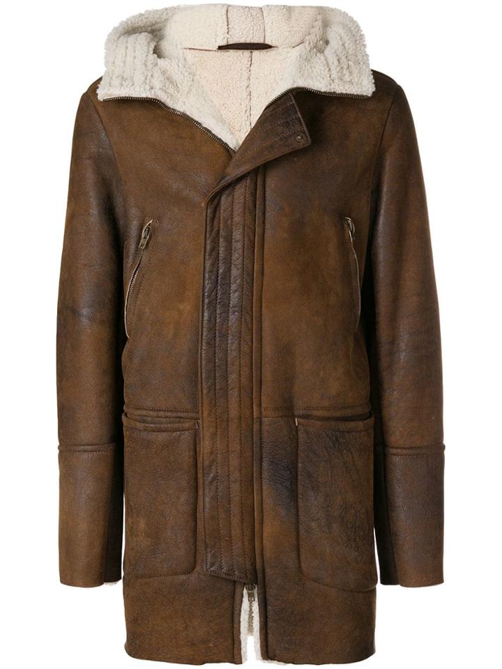 Salvatore Santoro Longline Shearling Jacket - Brown
