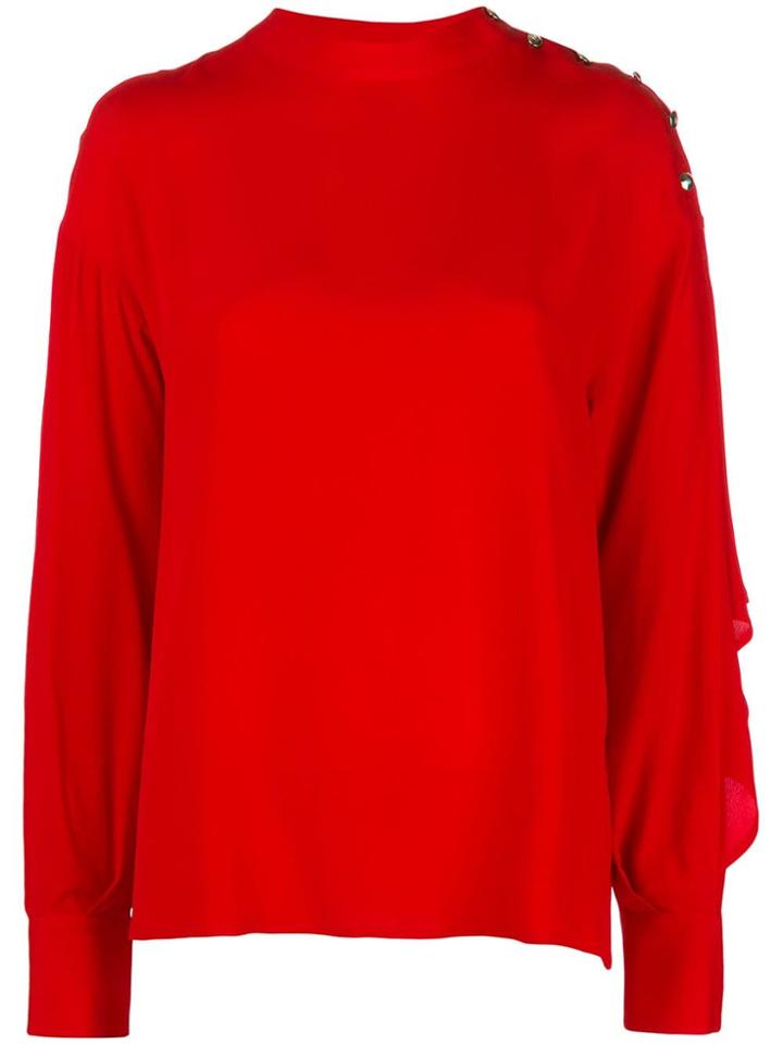 Msgm Buttoned-shoulder Blouse - Red