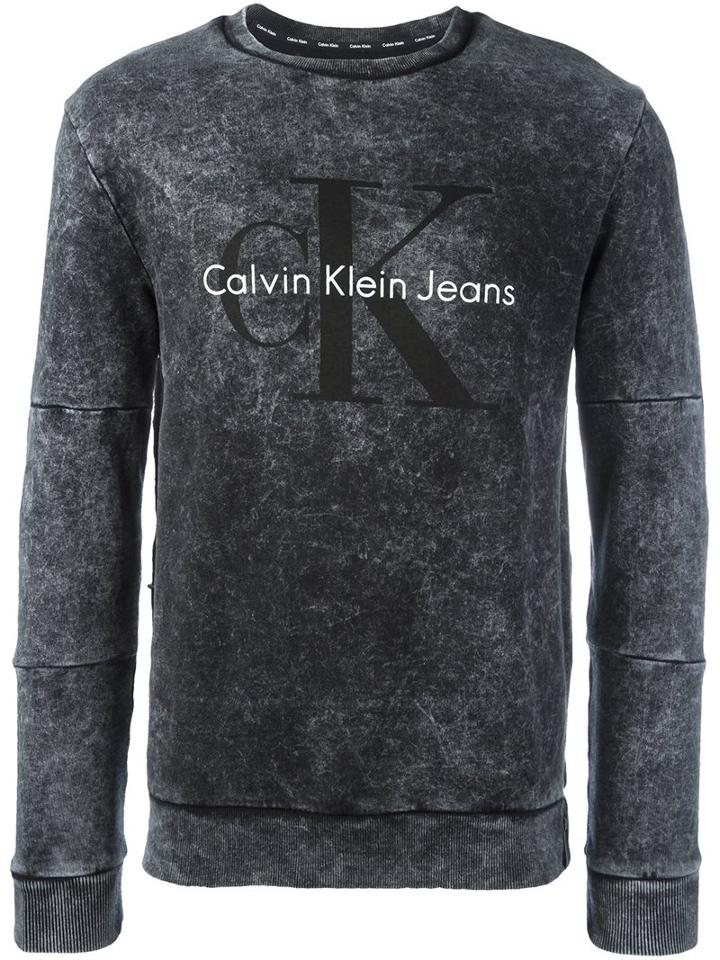 Calvin Klein Jeans 'marble' Sweatshirt, Men's, Size: Large, Black, Cotton