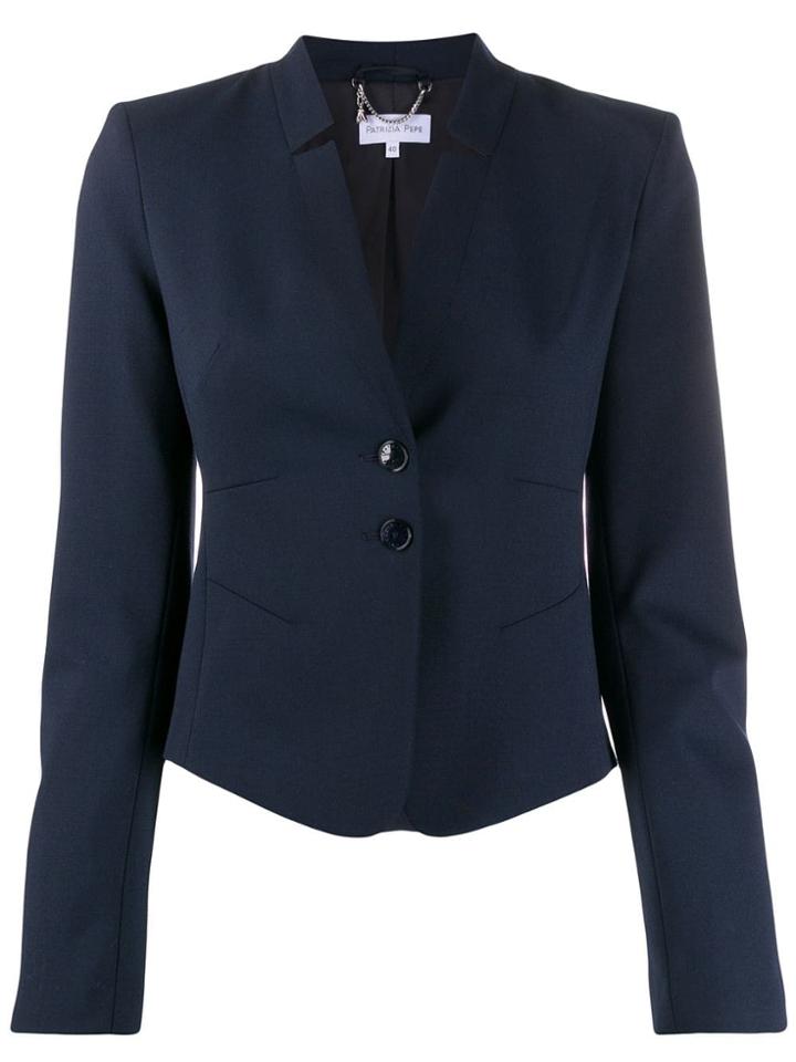 Patrizia Pepe Short Buttoned Blazer - Blue