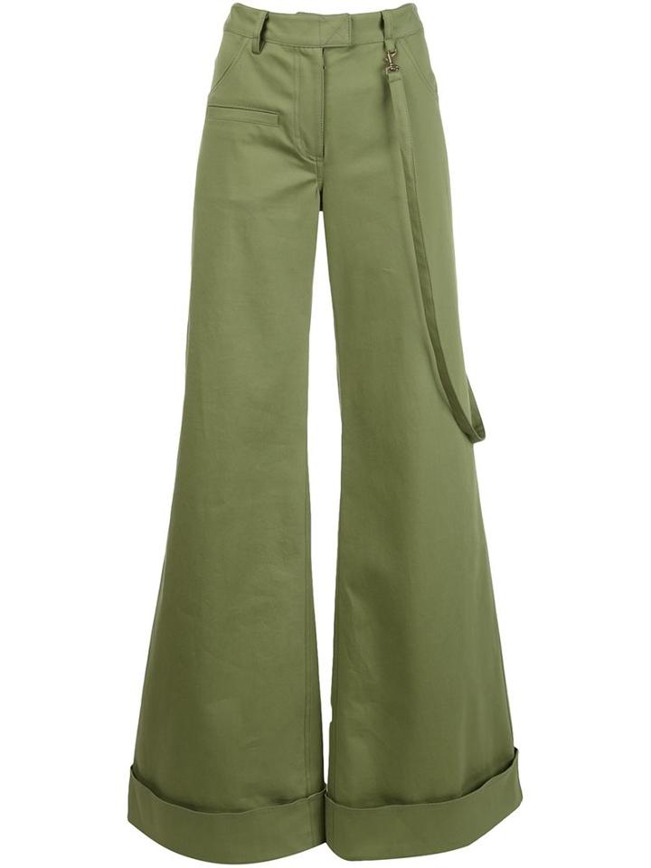 Rosie Assoulin Boy Super Wide Trousers, Size: 2, Green, Cotton/spandex/elastane